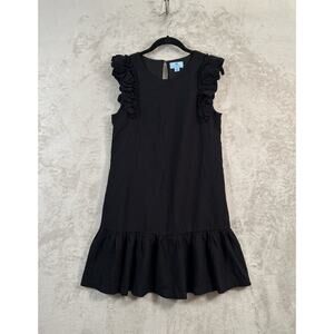 CeCe Flutter Sleeve Tiered Ruffle Hem Little Black Dress Size 6 Classic LBD